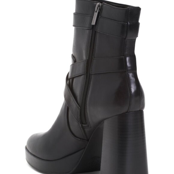 NEW VINCE CAMUTO Leather Coliana Platform Ankle Boots black for women 462tn - Picture 7 of 7